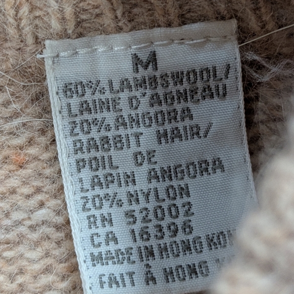 Vintage Liz Claiborne Peach White Floral Knit Wool Blend Sweater M - Picture 7 of 8